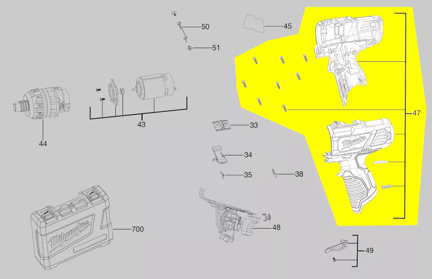 boitier / coquille réf. 4931435974 Milwaukee